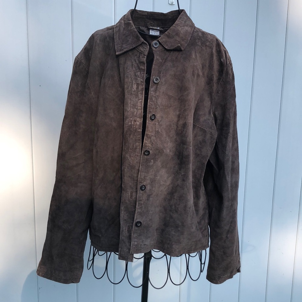 Brown leather jacket fall size large soft outside and interior vintage t…​